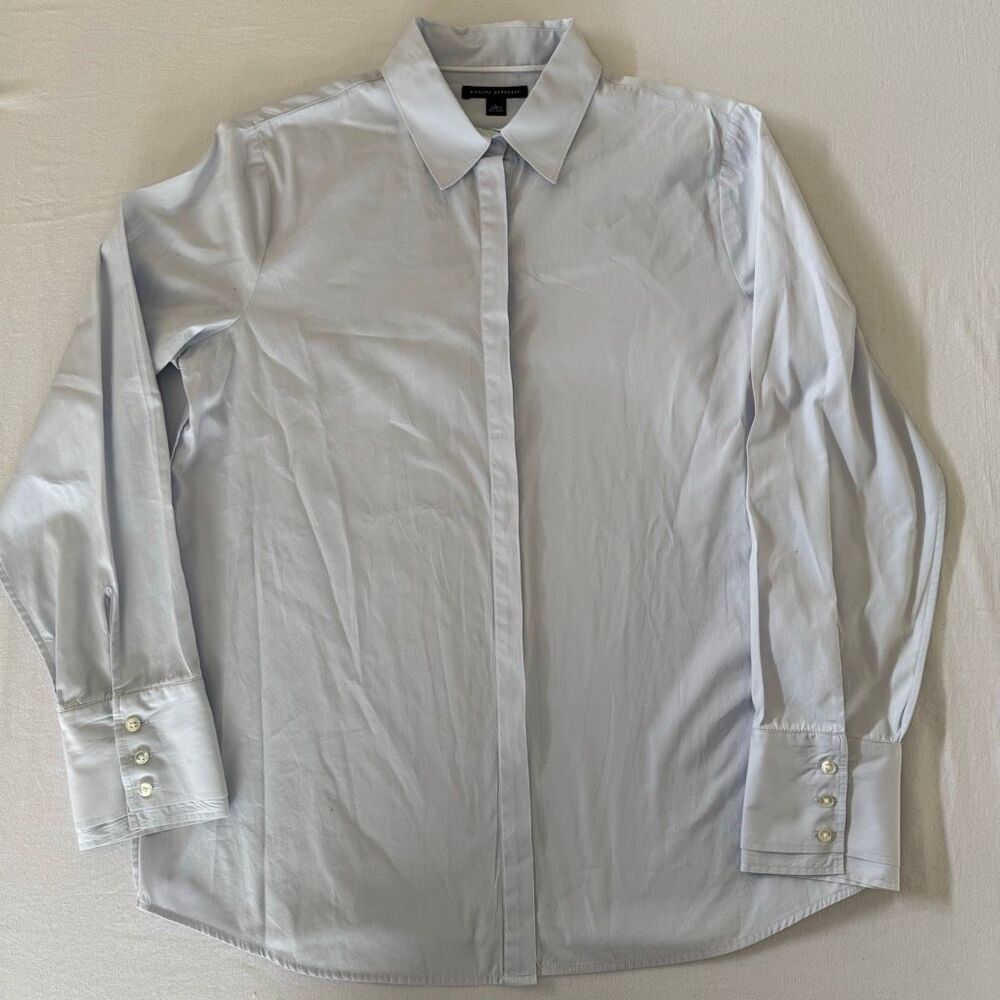 Banana Republic | Pale Blue Cotton Button Down Blouse | 3 Button Cuffs | Size L